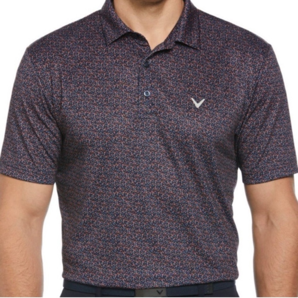 Callaway Men's Navy and Red Polo Shirt large